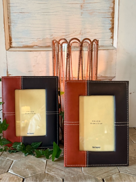 Pier 1 Other - NWOT! Pier One Imports Vegan Leather, Rustic Frames, Set of 2, 4”x6” Photos